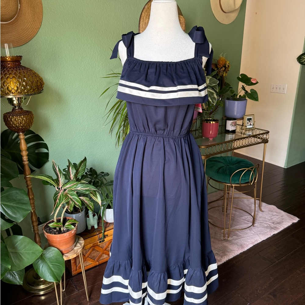 NWT Nautical Vibes * Voodoo Vixen Navy Dress w/ White Accents * SZ S * ModCloth